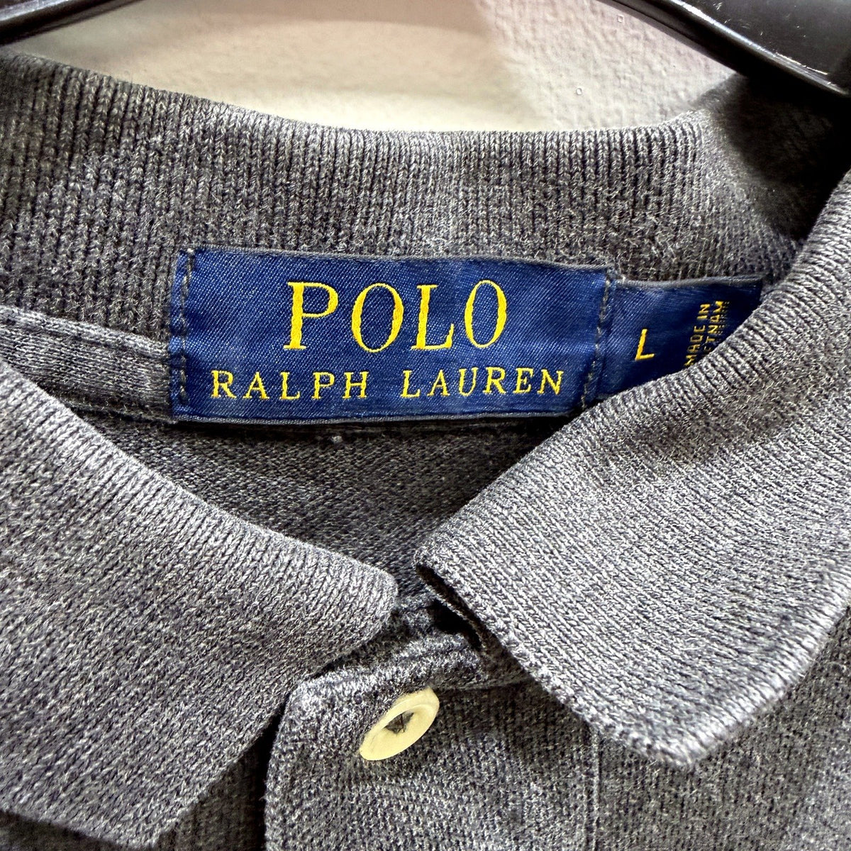 Polo Ralph Lauren Mens Charcoal Gray Cotton Shirt Size Large
