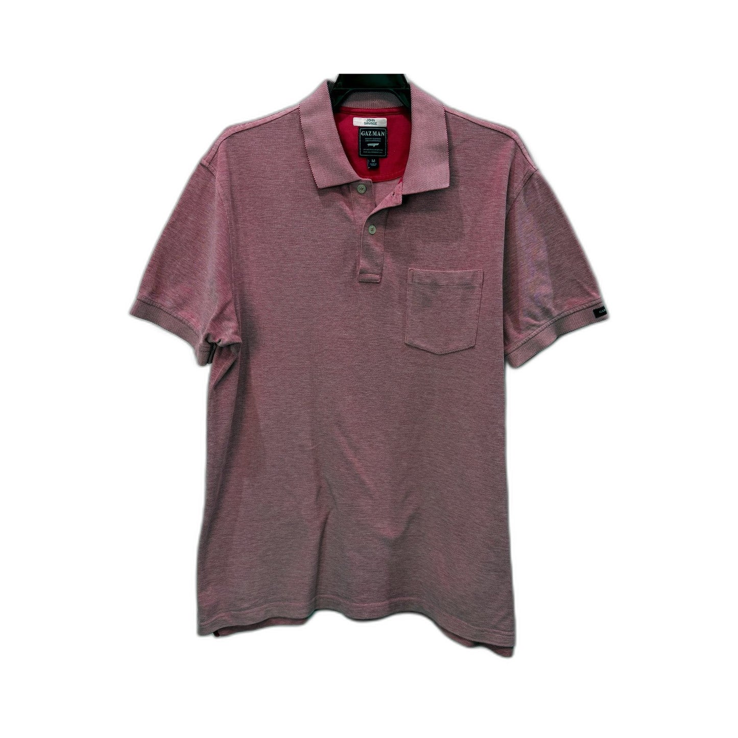 Gazman Mens Cotton Polo Shirt, Short Sleeve, Pink, Size M