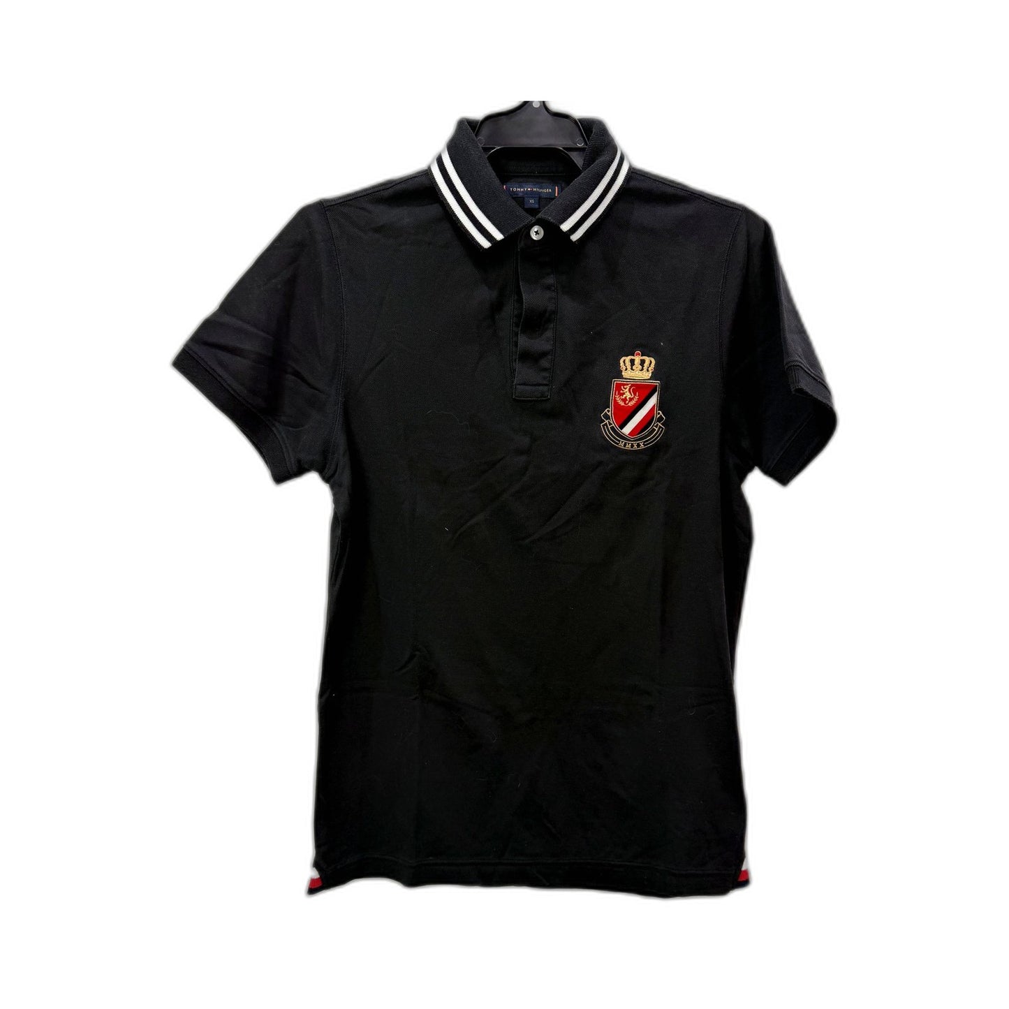 Tommy Hilfiger Mens Cotton Pique Polo Shirt in Black for Extra Small Size