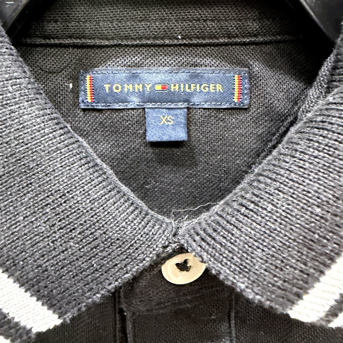 Tommy Hilfiger Mens Cotton Pique Polo Shirt in Black for Extra Small Size