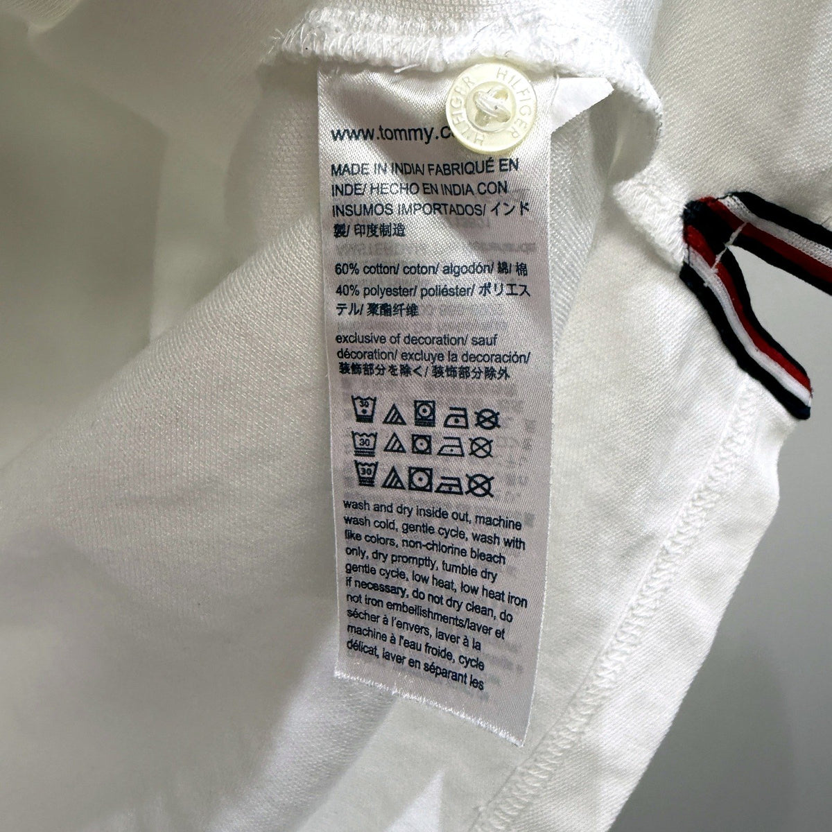 Tommy Hilfiger Mens Classic Polo Shirt Cotton Pique Comfortable White Size M