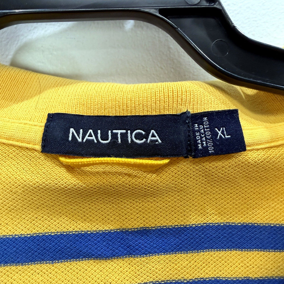Nautica Mens Striped Polo Shirt Cotton Casual Lightweight Yellow Navy Size XL