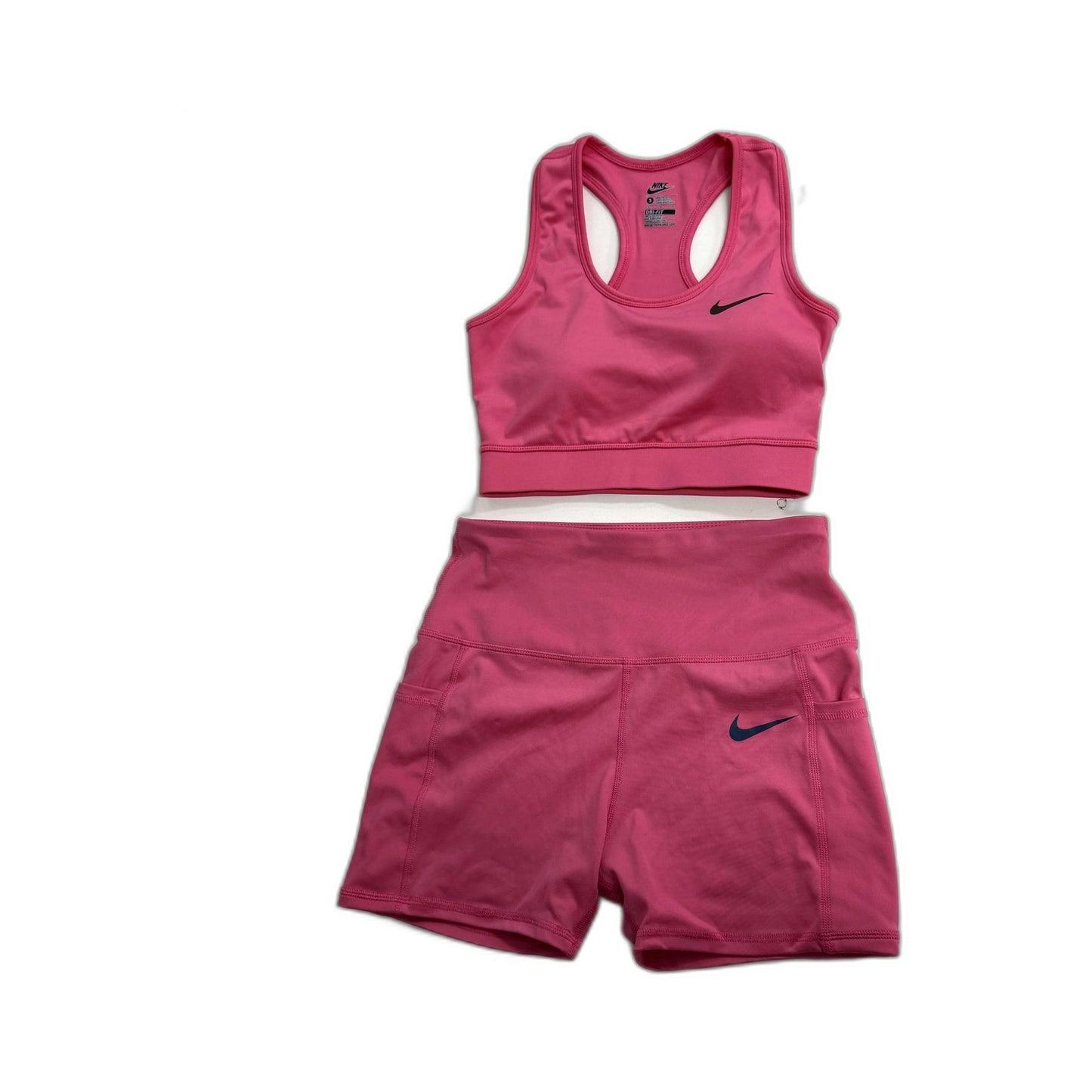 Nike Womens Dri-Fit Sports Bra and Shorts Set in Pink, Size Small
