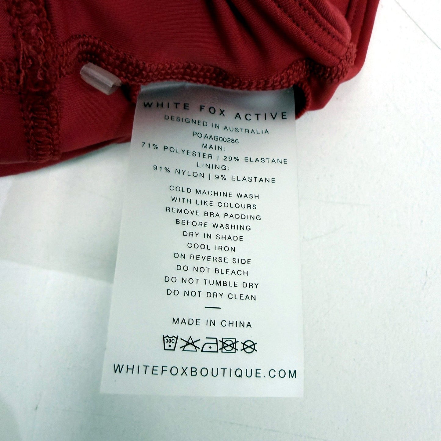 White Fox Active Womens Padded Sports Top in Red, Small Size