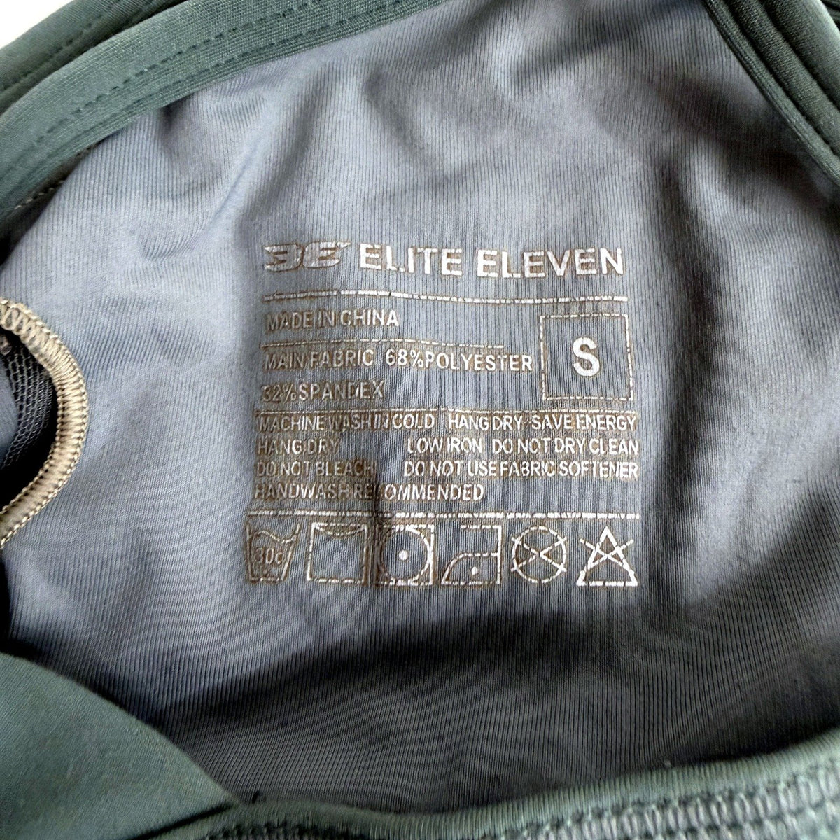 Elite Eleven Womens Sports Bra Sage Green Lightweight Breathable Athletic Size S