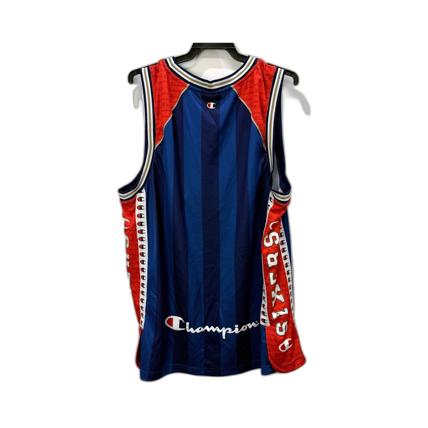 Champion Mens Vintage Basketball Jersey in Navy Blue & Red, Size XL