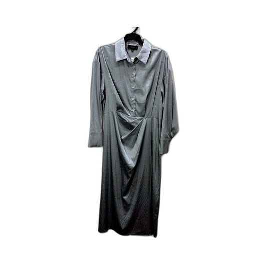 Basque Womens Blue Midi Dress with Zipper Slitted Sleeves Size 10 NEW