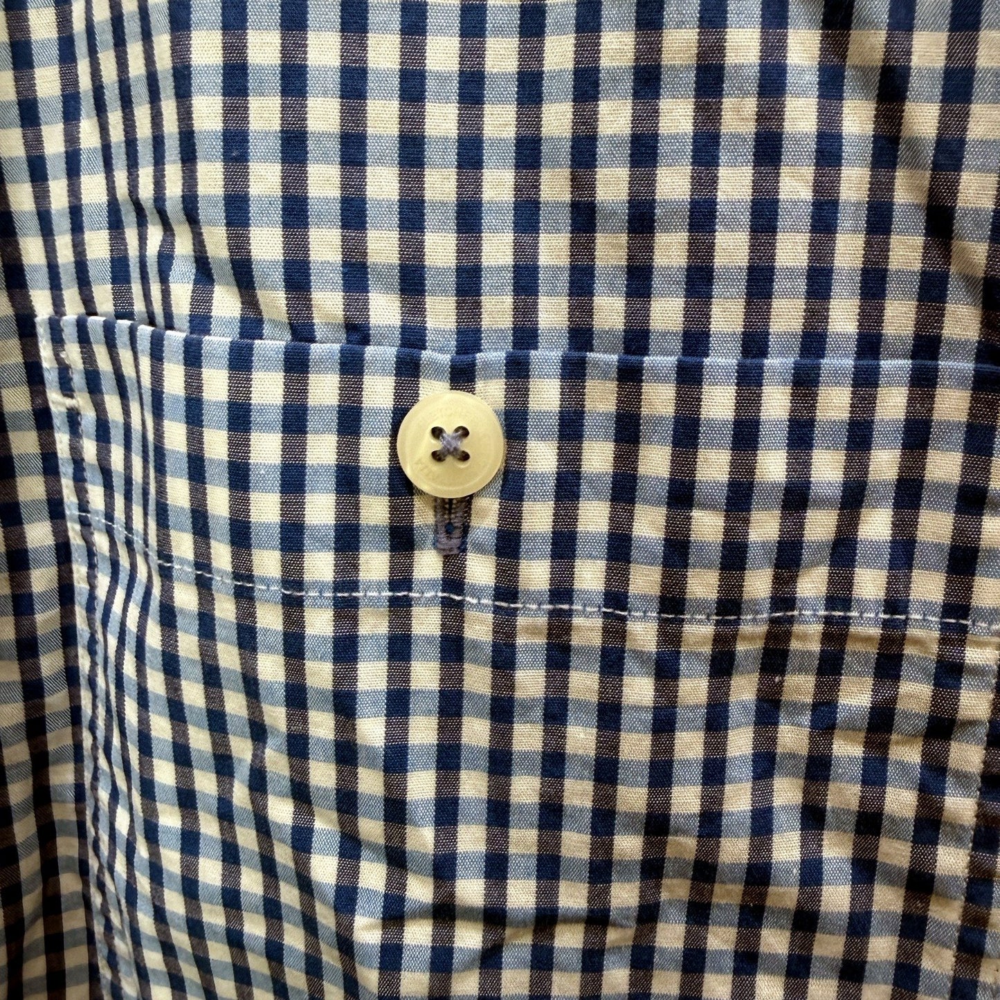 Fletcher Jones Mens Blue and White Gingham Button-Down Shirt, Size M NEW