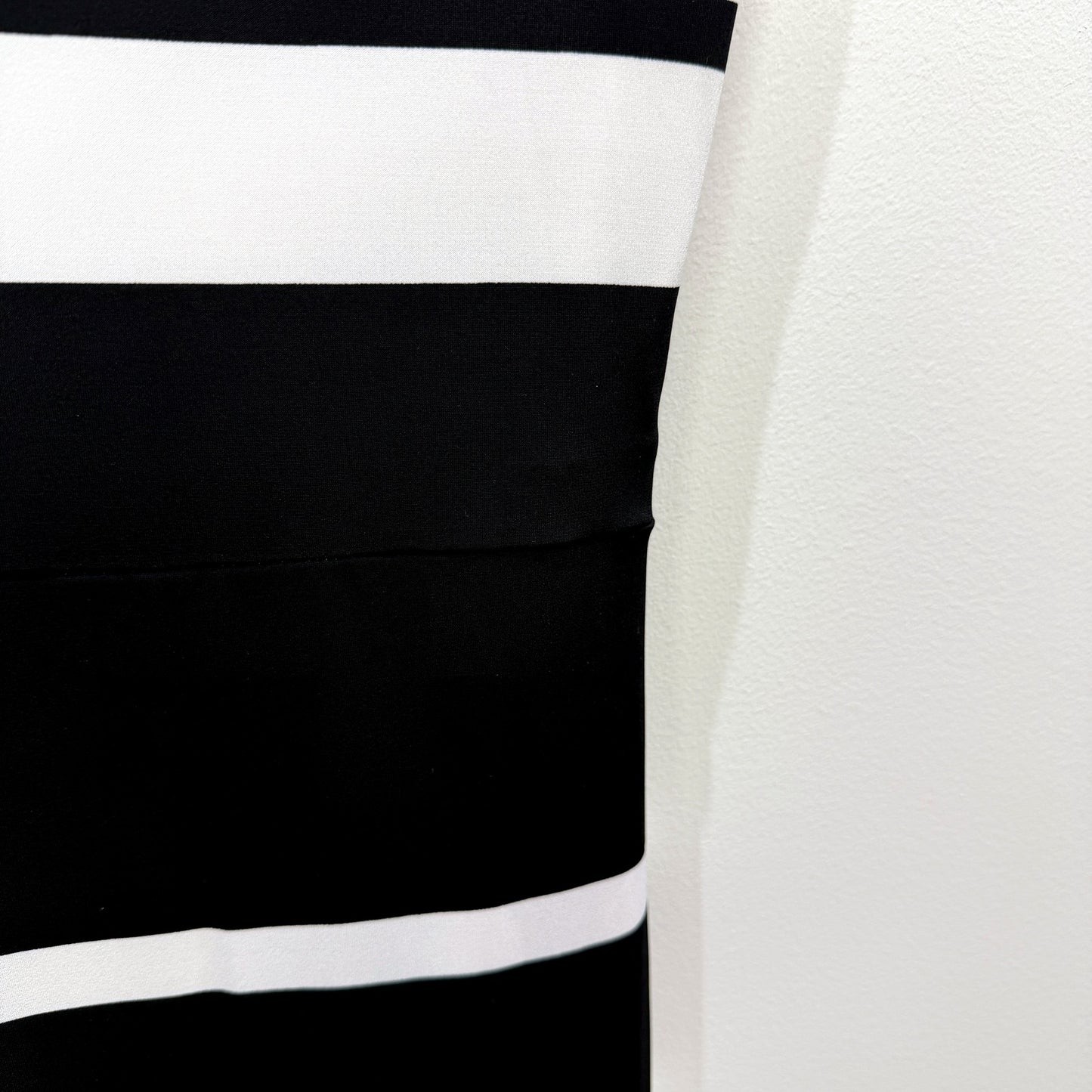 David Lawrence Womens Striped Tie Waist Sleeveless Dress Black and White Size XS