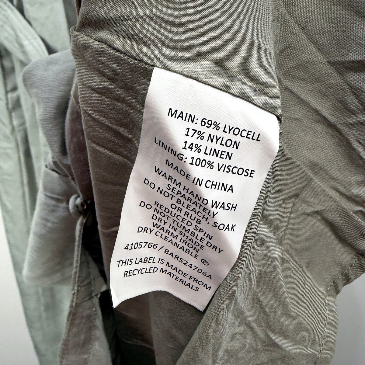 Basque Womens Pleated Puff Sleeve Linen Dress in Green - Size 14 NEW