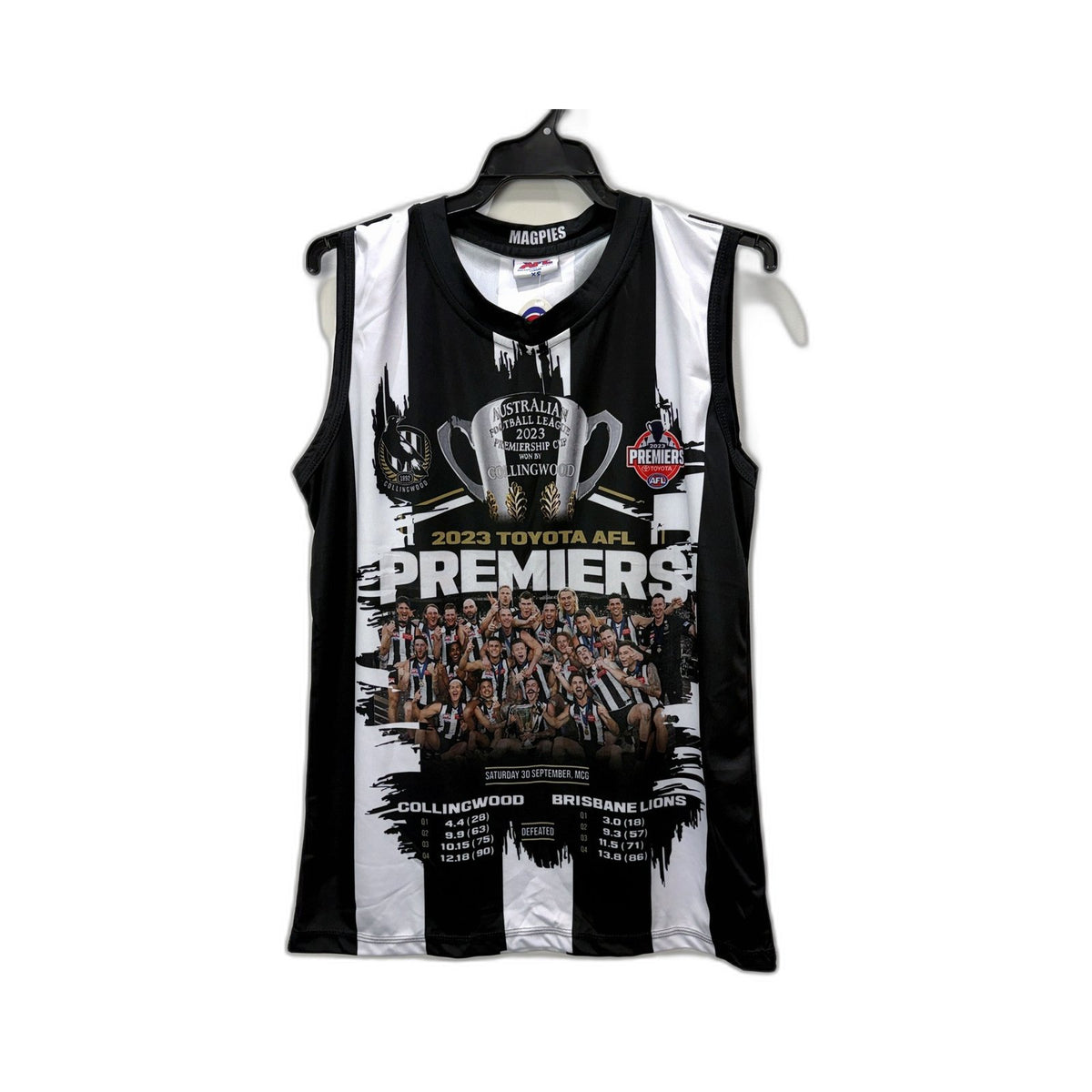 Magpies Mens Premiership Jersey in Black and White, Size XS NEW
