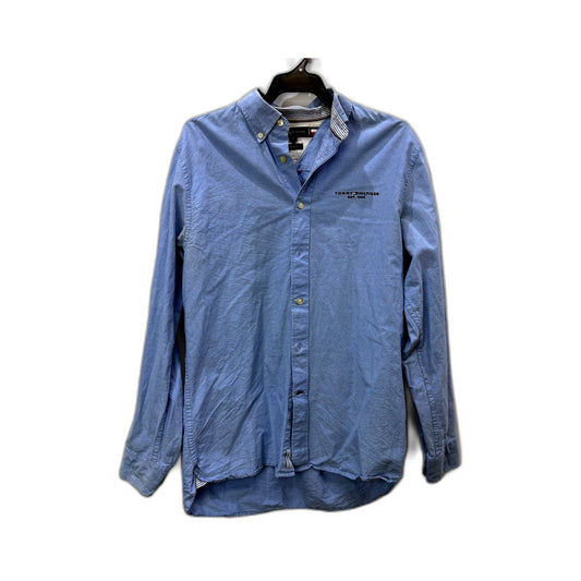 Tommy Hilfiger Mens Button-Down Shirt Light Blue Cotton Regular Fit Size L