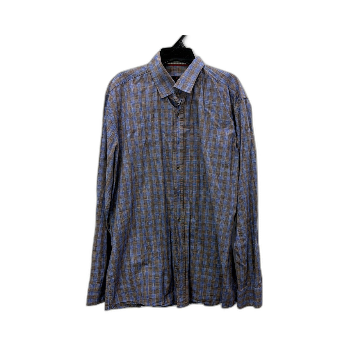 Pierre Cardin Mens Button-Down Plaid Shirt in Multi Color Size L