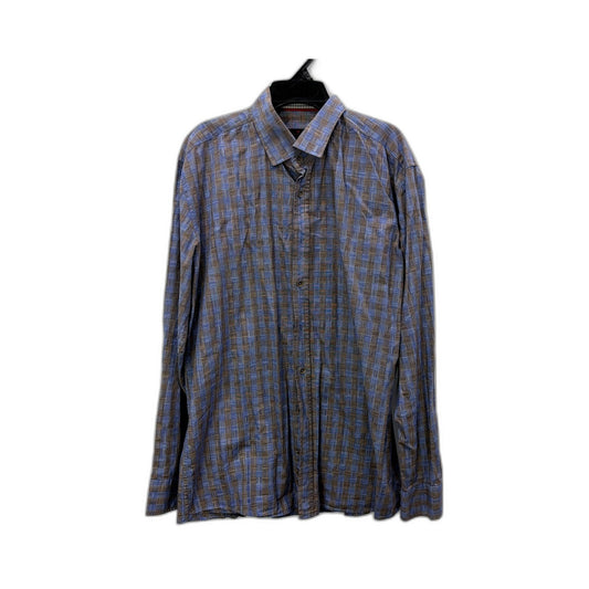 Pierre Cardin Mens Button-Down Plaid Shirt in Multi Color Size L