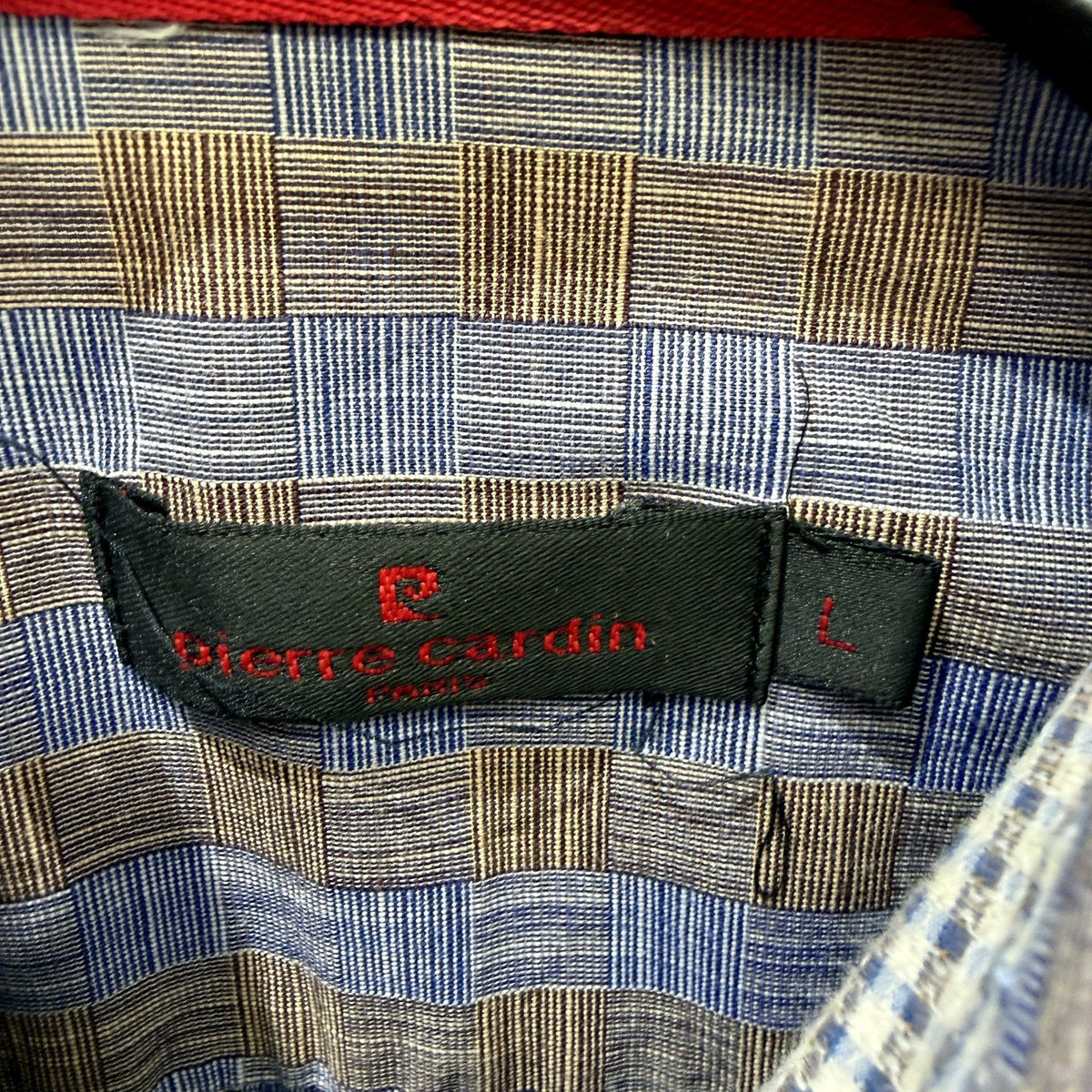 Pierre Cardin Mens Button-Down Plaid Shirt in Multi Color Size L