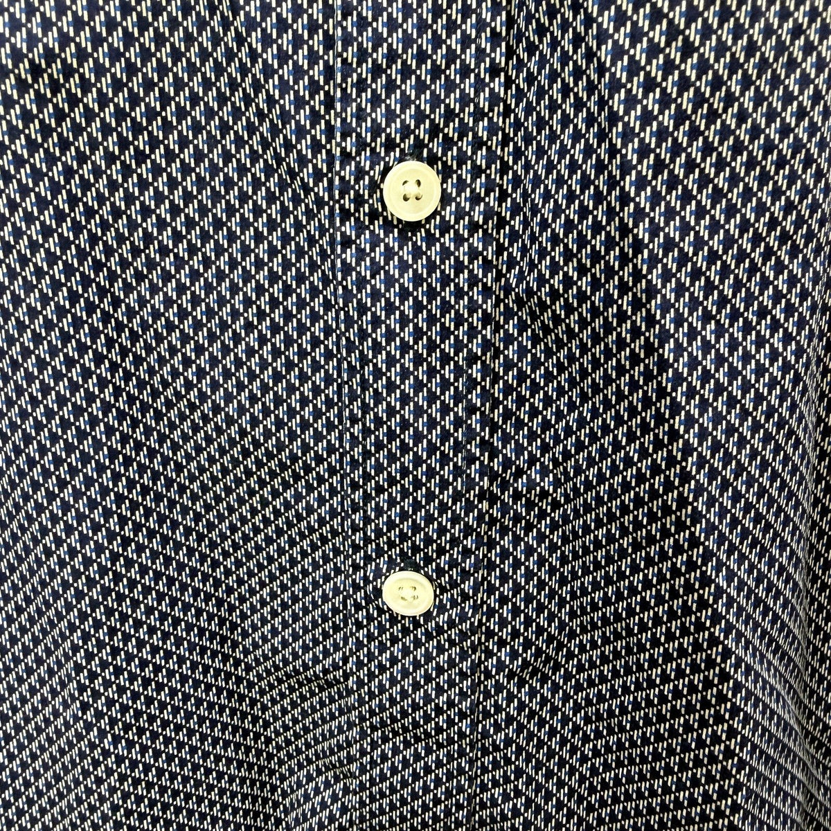 Saba Mens Patterned Button-Down Shirt in Navy Blue and White, Small Size