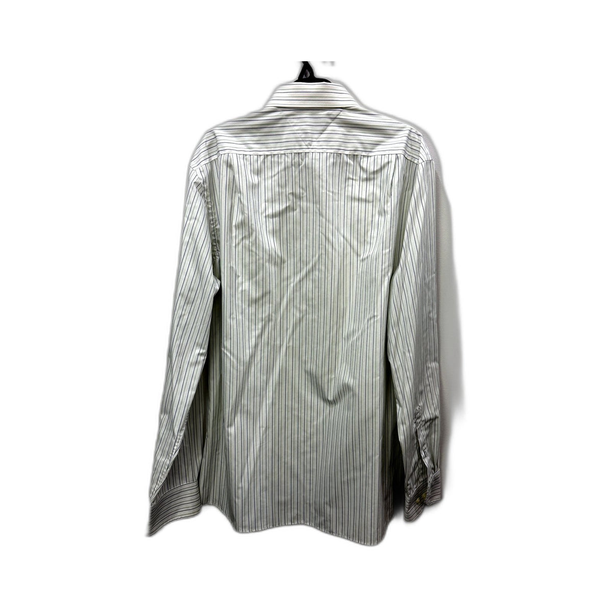 Tommy Hilfiger Mens Striped Dress Shirt White with Navy and Green Size 34-35