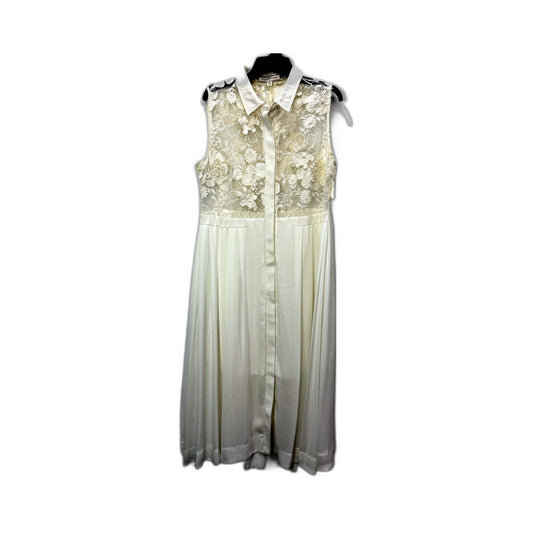 Trelise Cooper Womens Floral Embroidered Pleated Sleeveless Dress Ivory Size 10