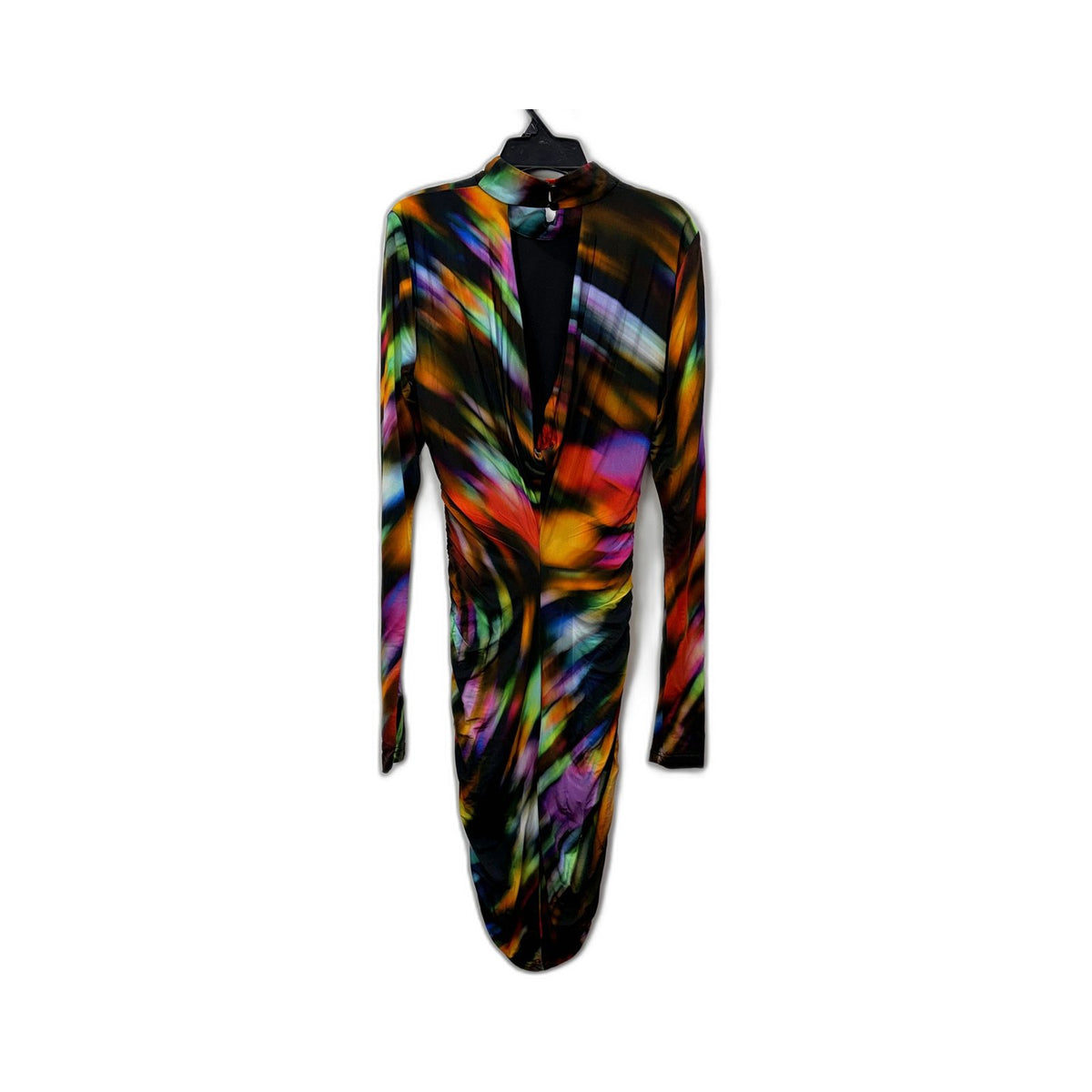 Cue Womens Multicolor Bodycon Dress with Long Sleeves and Stretchy Sz 8