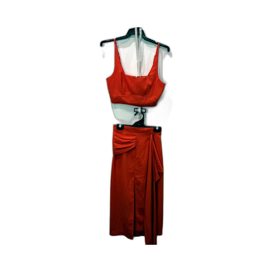 SNDYS Womens 2-Piece Rust Crop Top and Midi Skirt Outfit Set Sz XS NEW