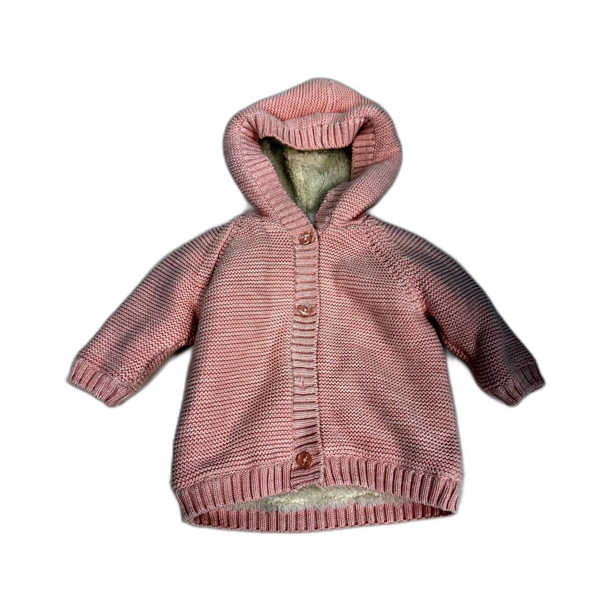 Seed Heritage Girls Pink Hooded Knit Cardigan for Newborns 0-3 Months