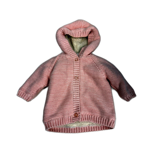 Seed Heritage Girls Pink Hooded Knit Cardigan for Newborns 0-3 Months