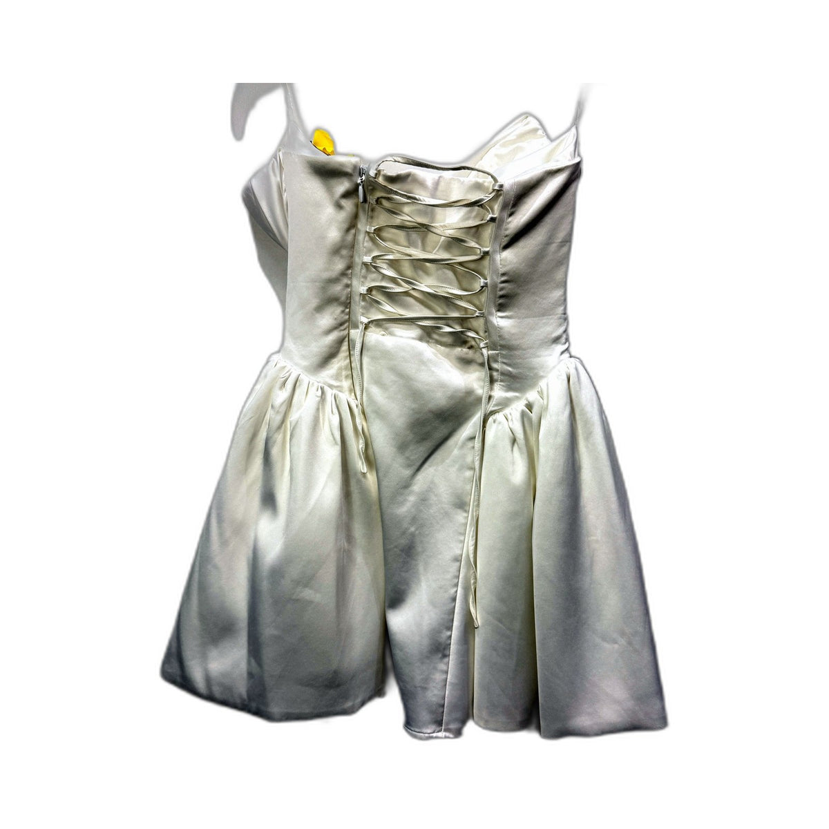 Babyboo Womens Mini Flared Hip Dress Satin Formal Prom Gown Ivory Size XS
