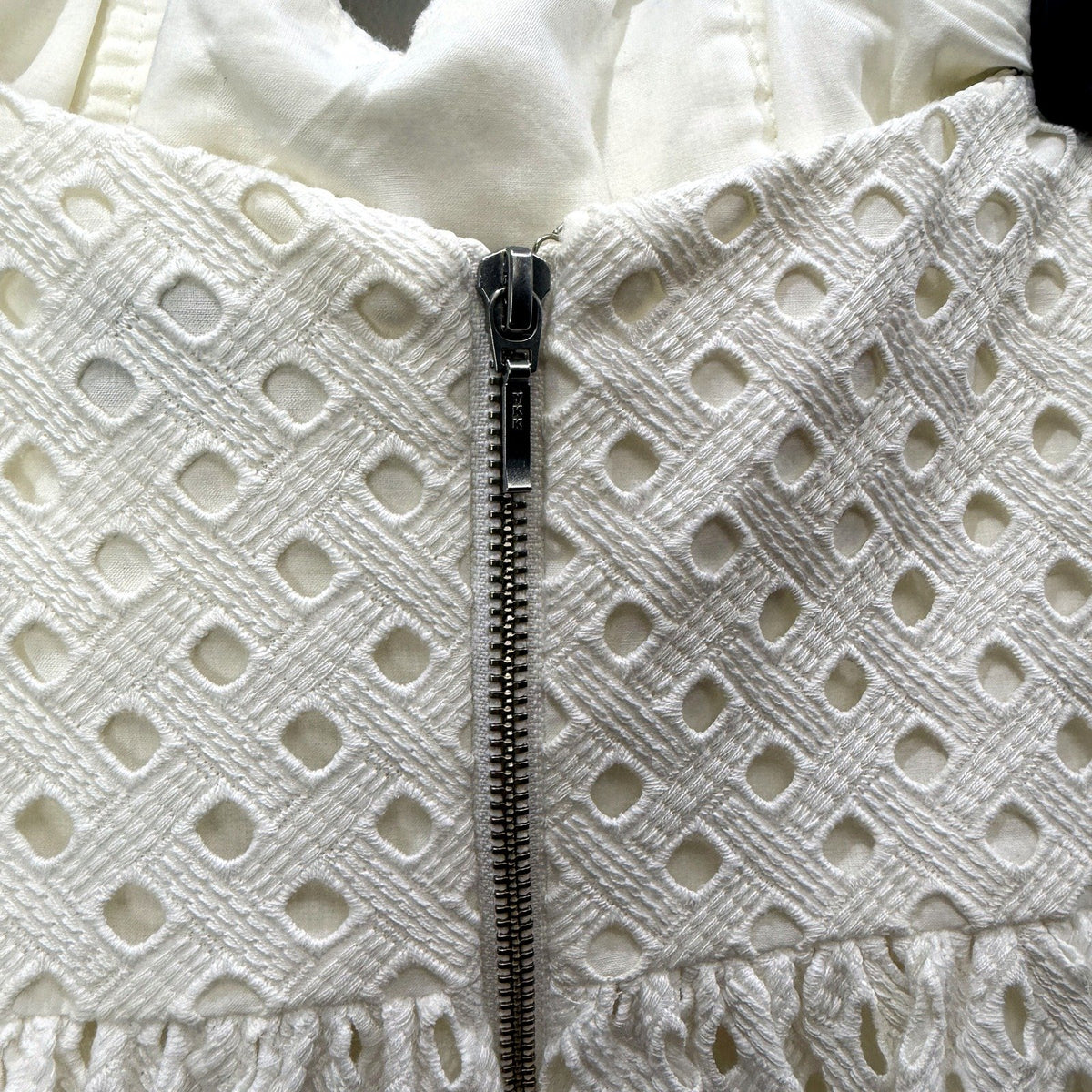 Sheike Womens Eyelet Dress - Casual Summer Cotton White Size 8