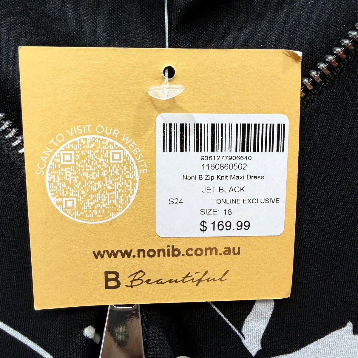 Noni B Womens Zip Knit Maxi Dress - Sleeveless, Jet Black, Size 18 NEW