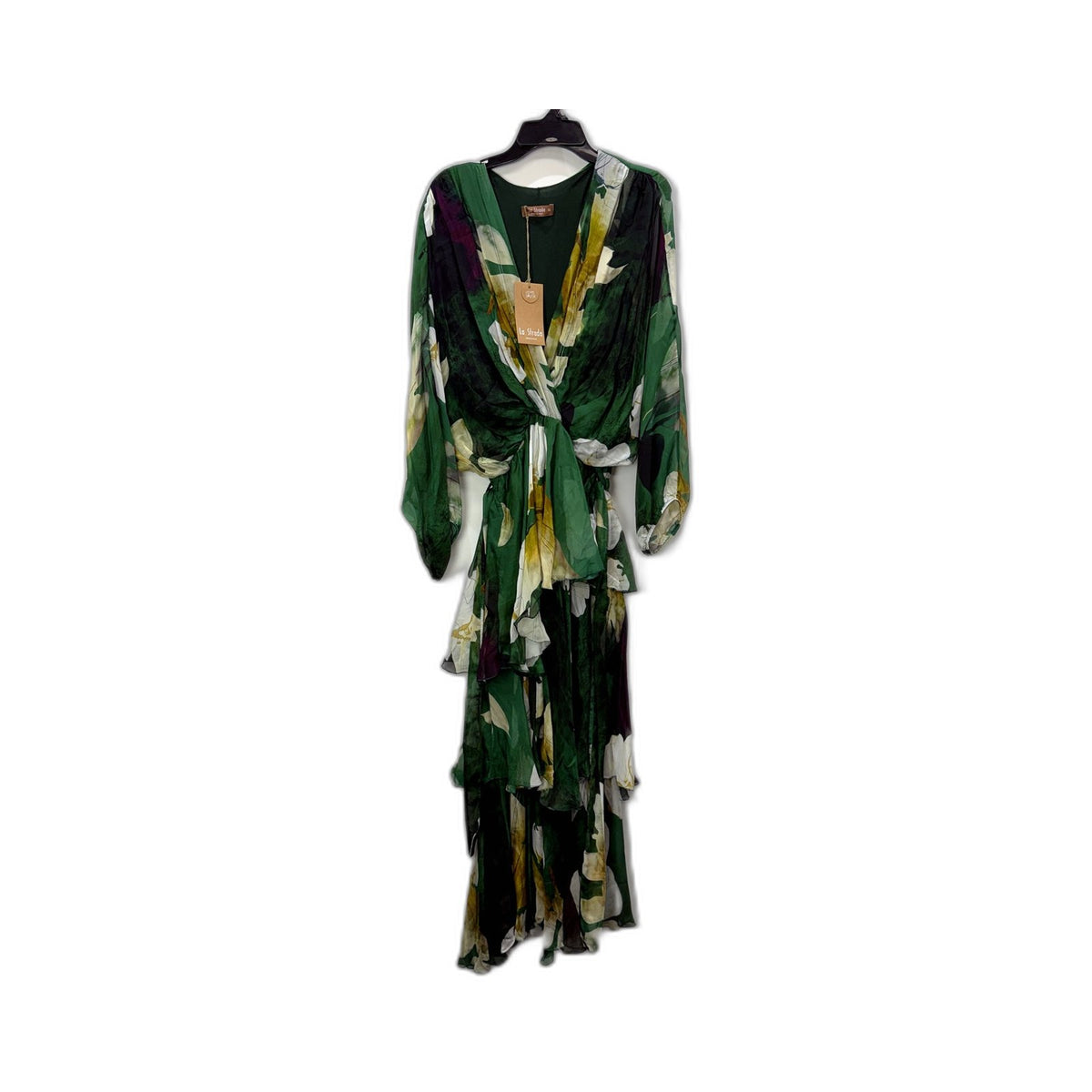 La Strada Womens Floral Print Maxi Dress Long Sleeve Multi Color Size XL NEW