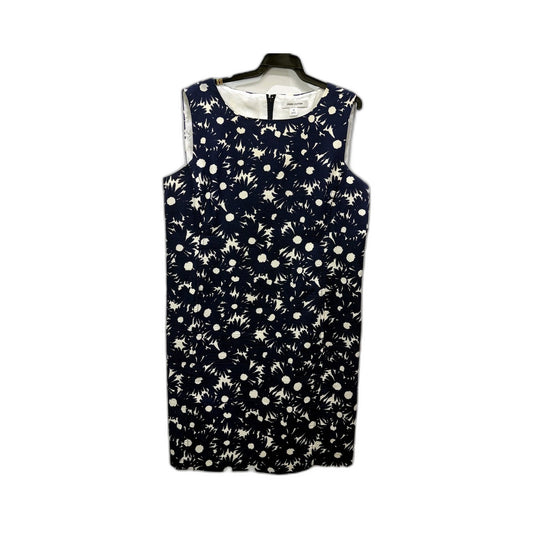 Perri Cutten Womens Sleeveless Floral Print Dress Navy Blue and White Size 18