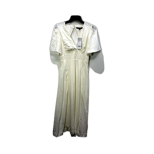 French Connection Womens Flared Puff Sleeve Smocked Dress White Size 8 NEW