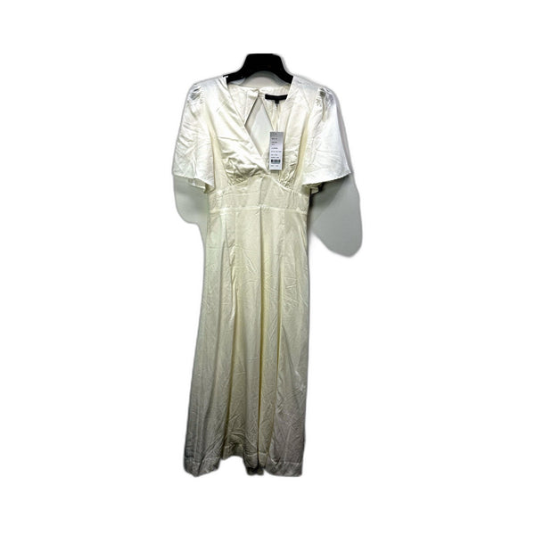 French Connection Womens Flared Puff Sleeve Smocked Dress White Size 8 NEW
