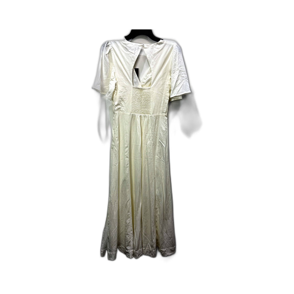 French Connection Womens Flared Puff Sleeve Smocked Dress White Size 8 NEW