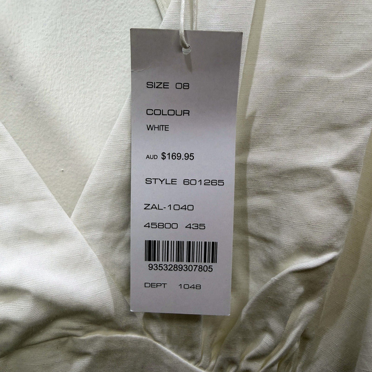 French Connection Womens Flared Puff Sleeve Smocked Dress White Size 8 NEW