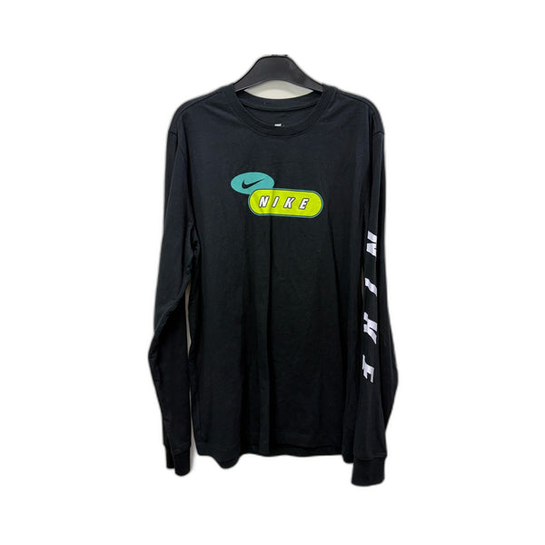 Nike Mens LS Shirt Black Long Sleeve Graphic Print Pullover Sweatshirt Size M