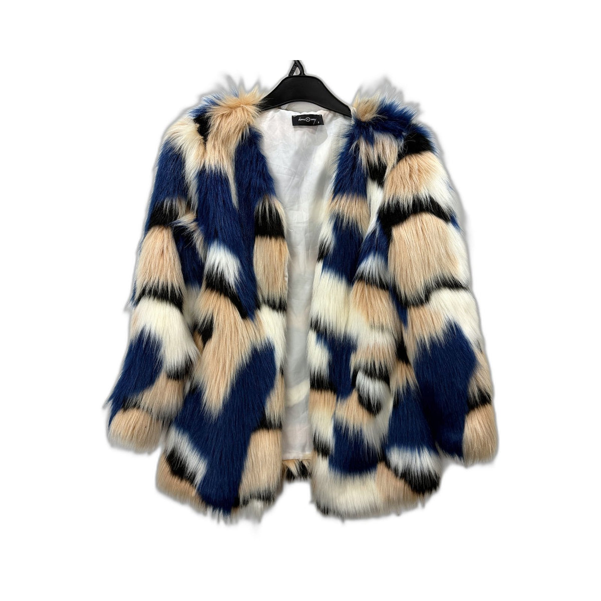 Ebony n Ivory Womens Faux Fur Jacket Patterned Multi Color Size Small