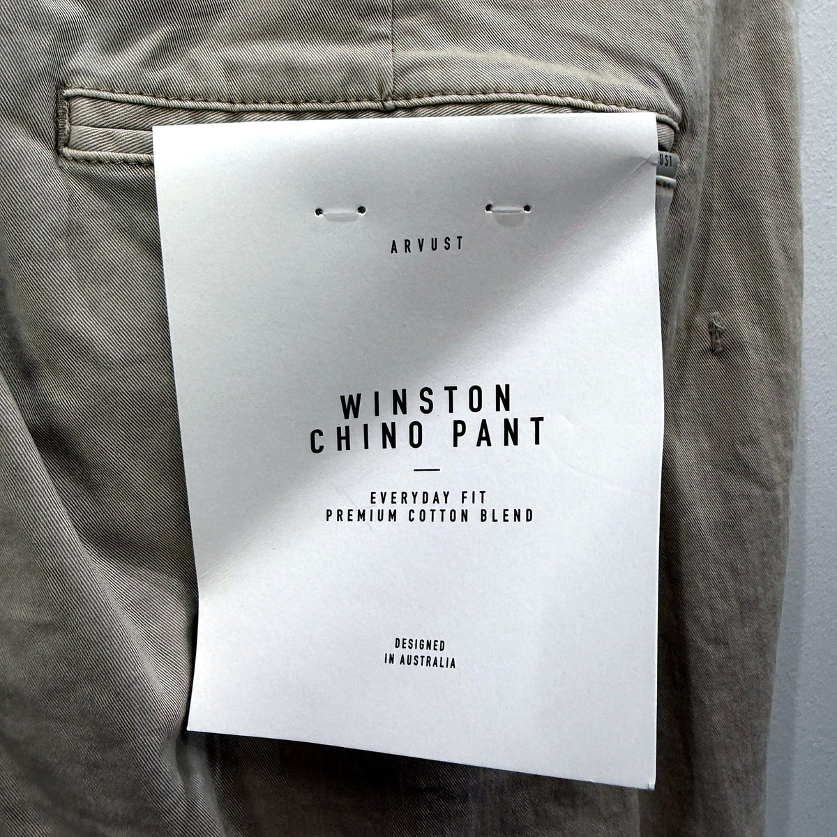 Arvust Mens Winston Chino Pants Cotton Blend Casual Everyday Bone Size 34 NEW