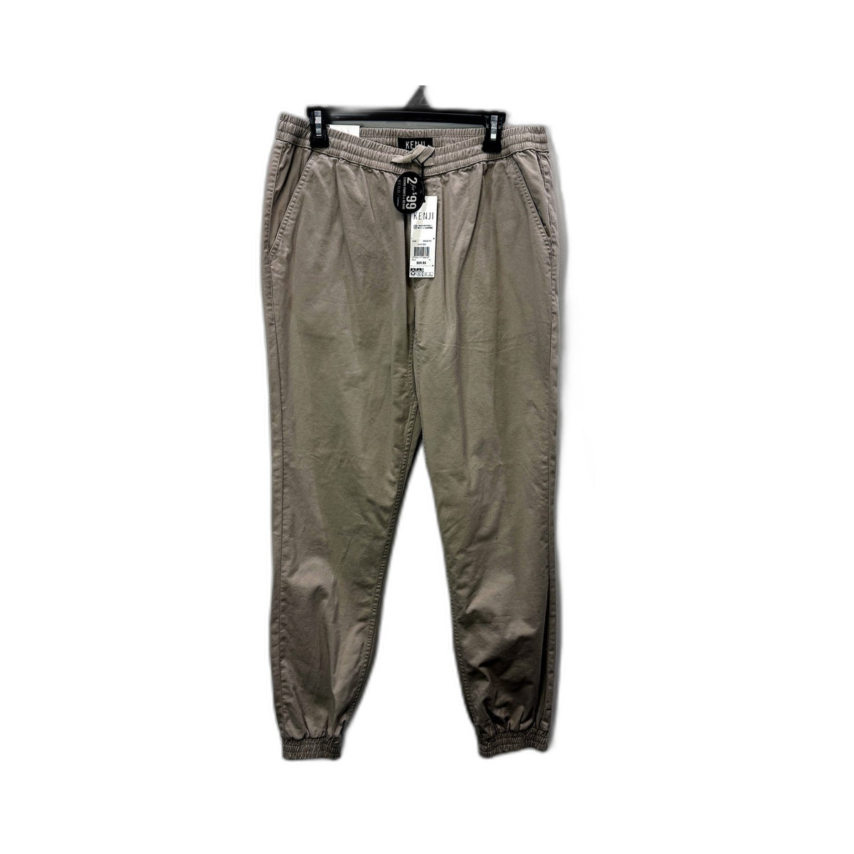 Kenji Mens Tapered Jogger Pants with Elastic Waist in Stone, Size XL NEW