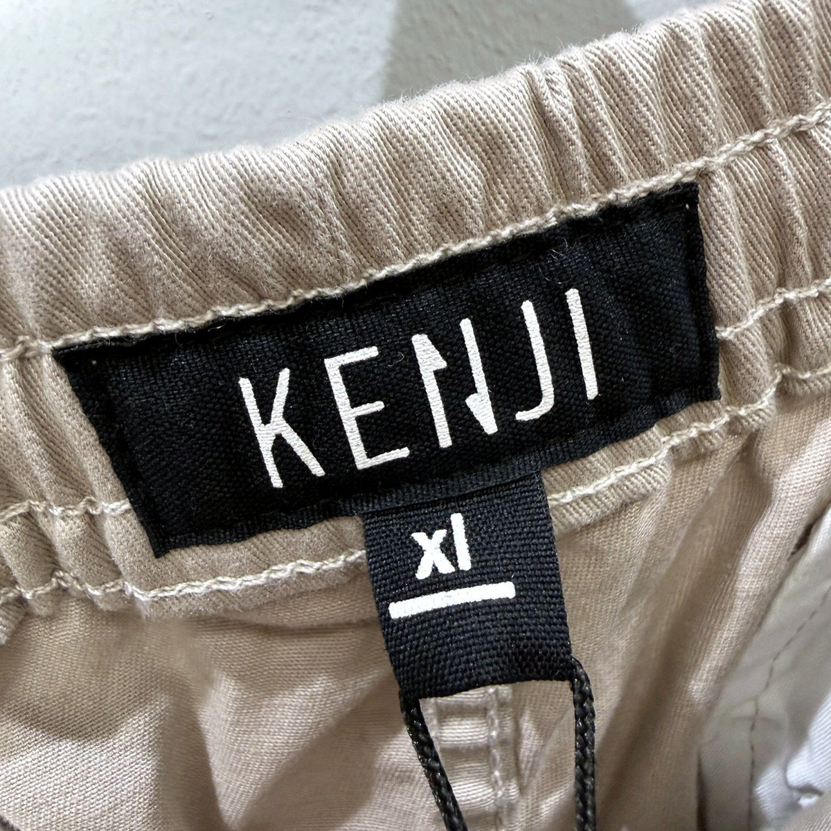 Kenji Mens Tapered Jogger Pants with Elastic Waist in Stone, Size XL NEW