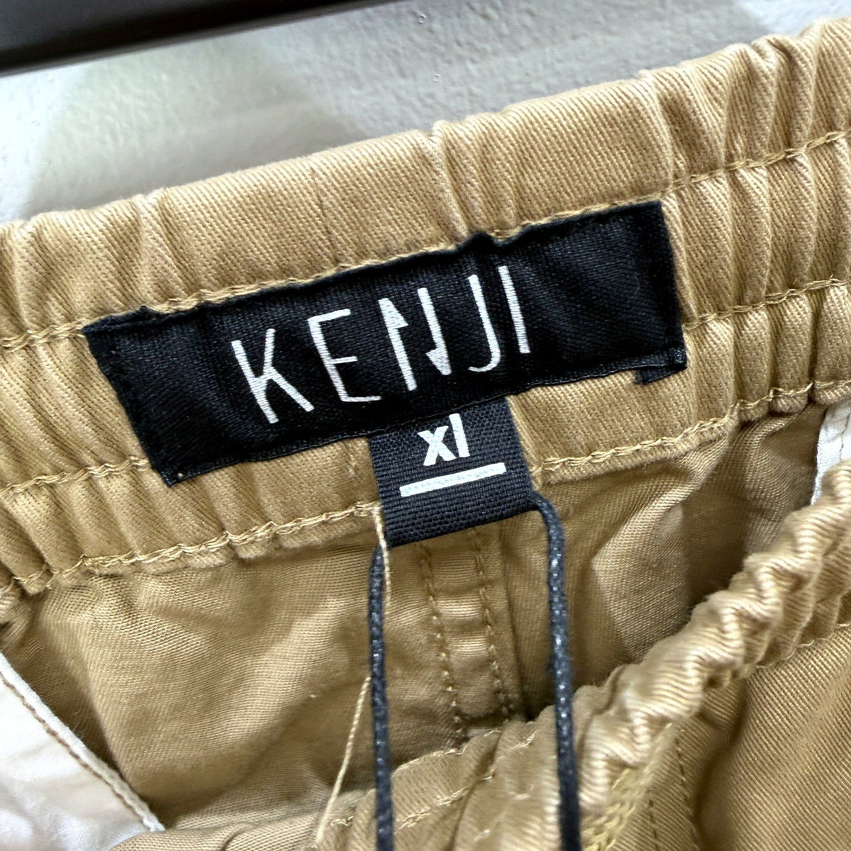 Kenji Mens Cotton Jogger Pants with Elastic Waist and Drawstring, Sand XL NEW