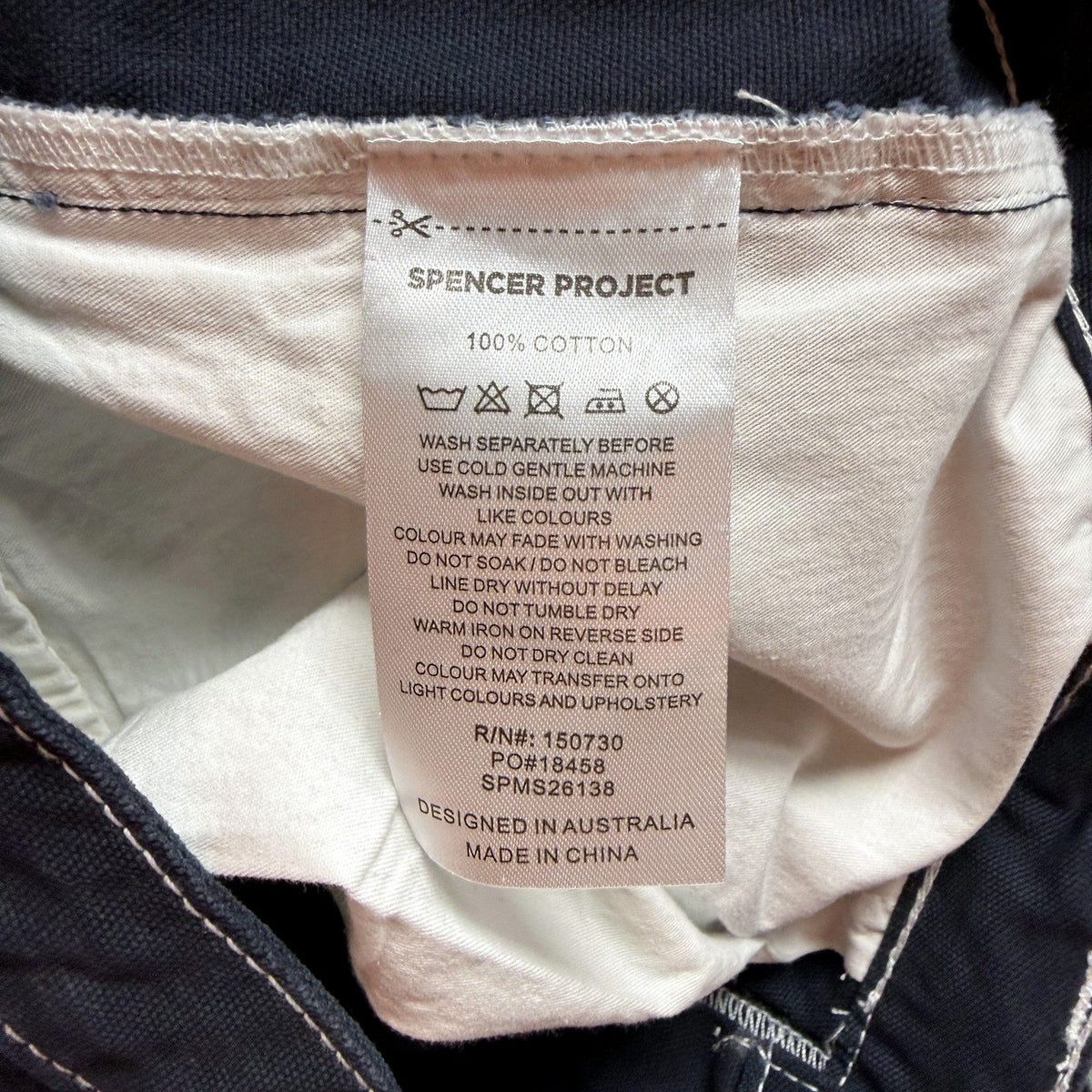 Spencer Project Mens Workwear Pants Cotton Navy Blue Size 34 NEW