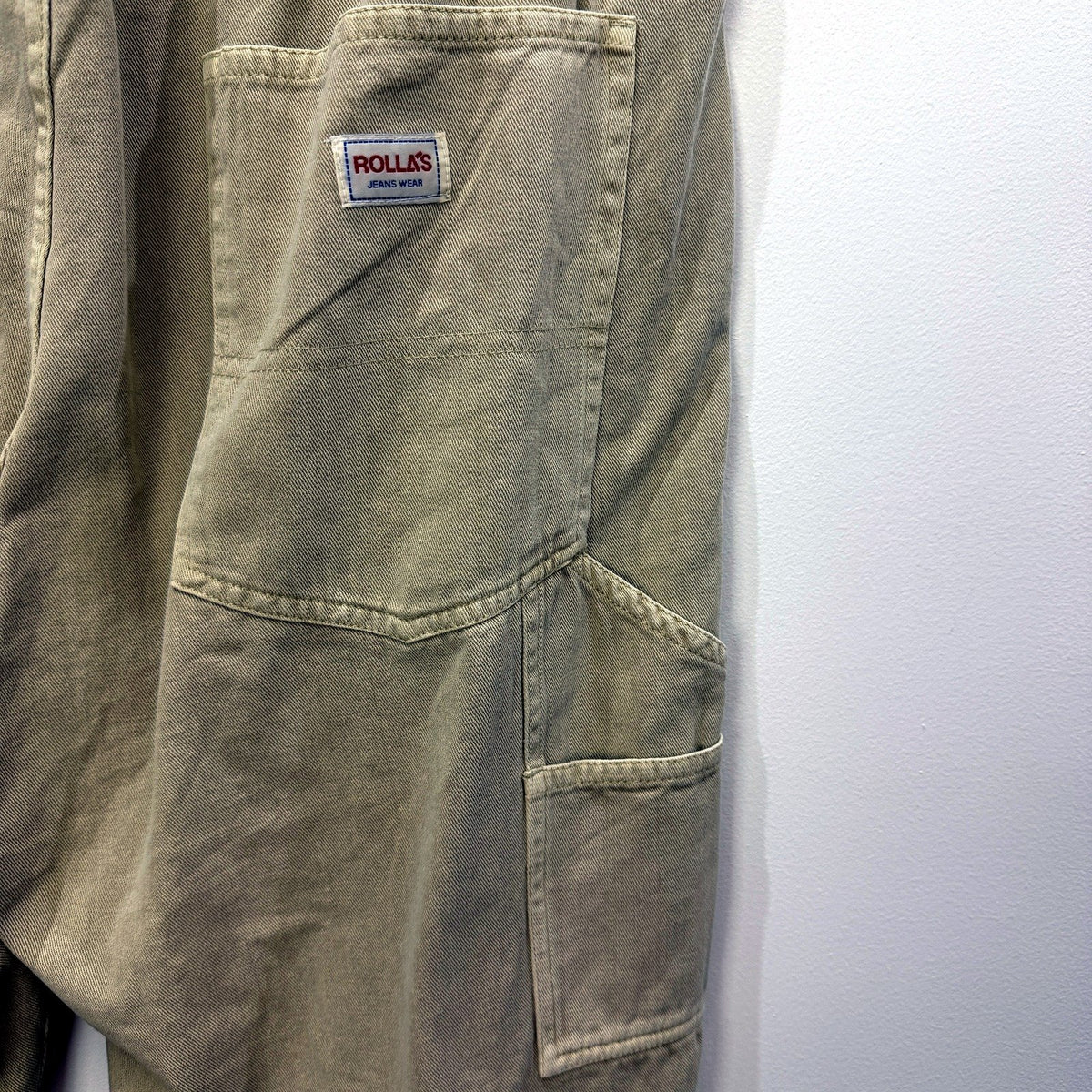 Rolla's Mens Cotton Loose Cargo Pants Casual Beige Relaxed Fit XL Size NEW