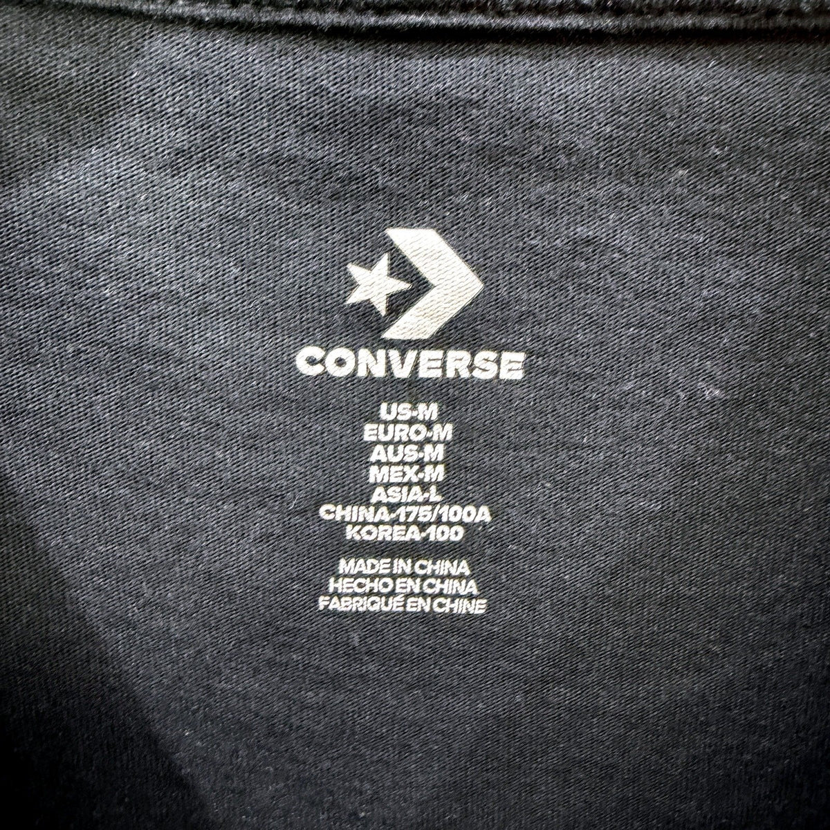 Converse Mens Classic T-Shirt Comfortable Cotton Pullover Black Size M