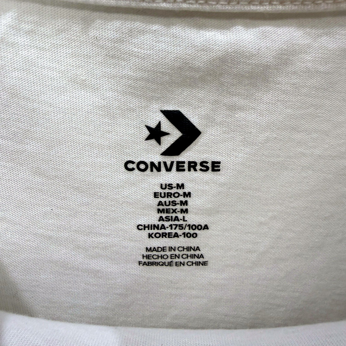 Converse Mens Casual Cotton Pullover Sweatshirt T-Shirt, White, Size M