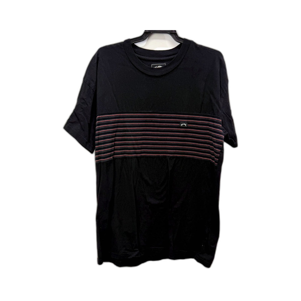 Billabong Mens Striped Pullover Sweatshirt Black with Pink and Gray Size M