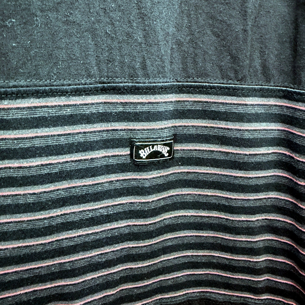 Billabong Mens Striped Pullover Sweatshirt Black with Pink and Gray Size M