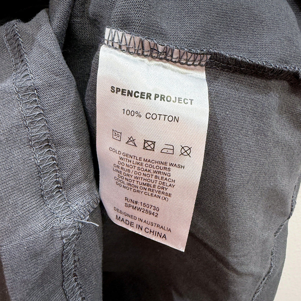 Spencer Project Mens Black Washed Cotton Sticker T-Shirt, Size S NEW