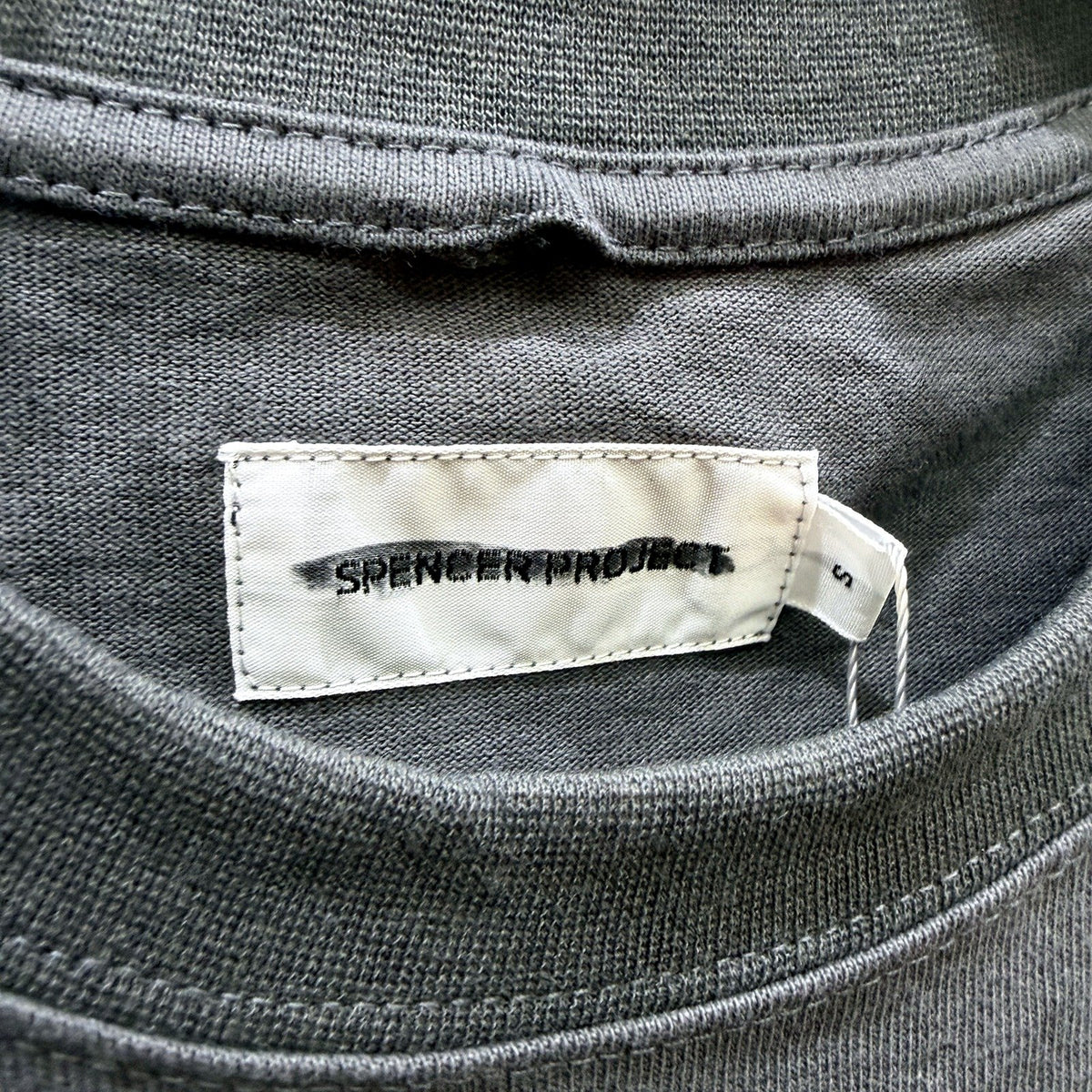 Spencer Project Mens Black Washed Cotton Sticker T-Shirt, Size S NEW