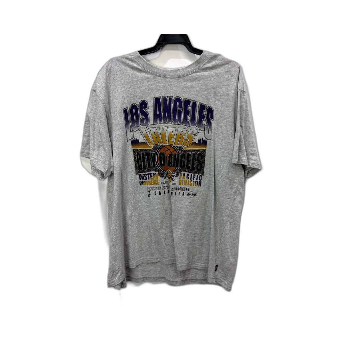 Los Angeles Lakers Mens Gray Pullover Basketball Graphic Shirt Size 2XL